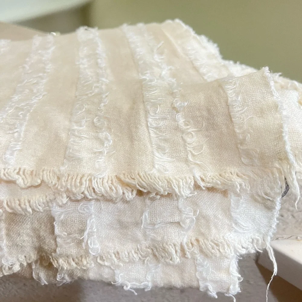 Cecchi & Cecchi cream textured cotton Throw Blanket warm cozy decorations 54x56